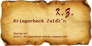 Kriegerbeck Zalán névjegykártya